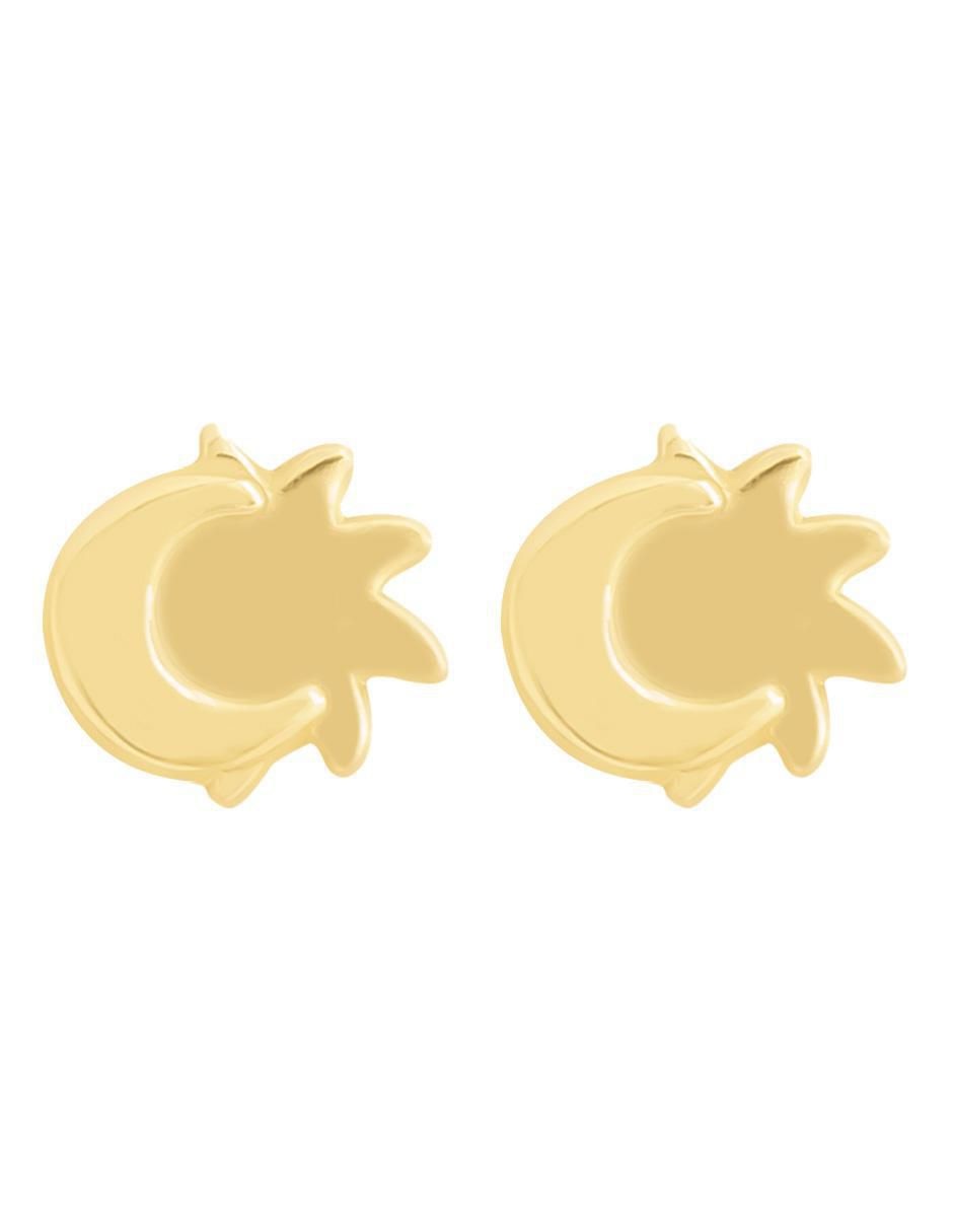 Broqueles de luna de oro amarillo con acabado brillante Broqueles de luna de oro amarillo con acabado brillante