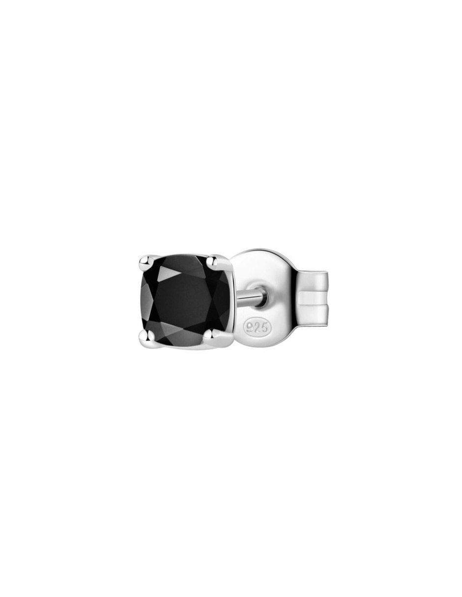 Aretes cuadrados Fancy Mystery Black de plata P 925 con acabado brillante zirconia
