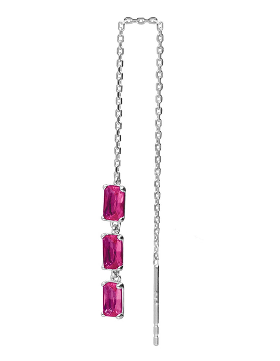 Aretes de barra Fancy Passion Ruby de plata P 925 con acabado brillante zirconia 1