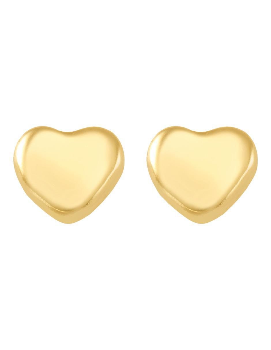 Broqueles de corazón de oro amarillo con acabado brillante