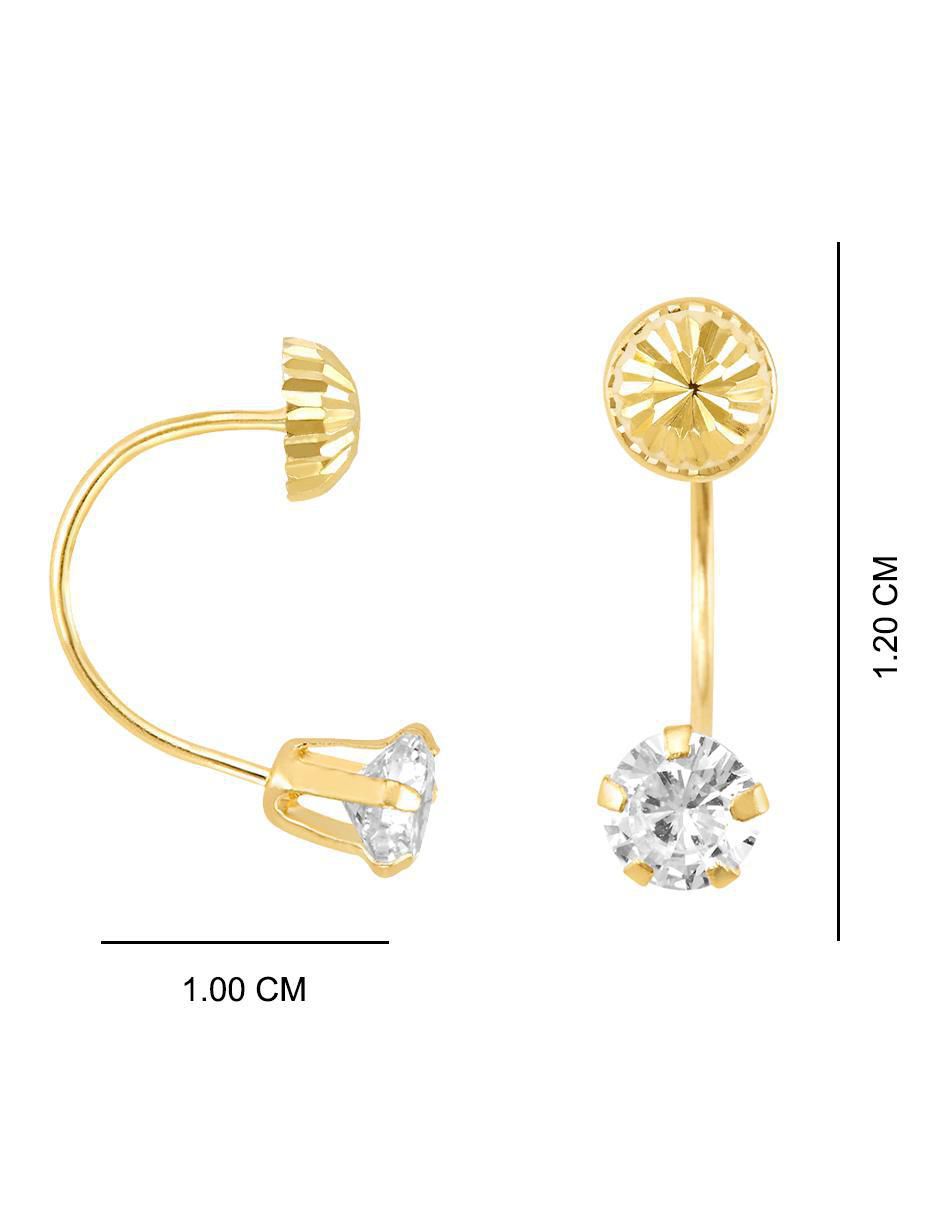 Broqueles redondos de oro con acabado brillante zirconia 2