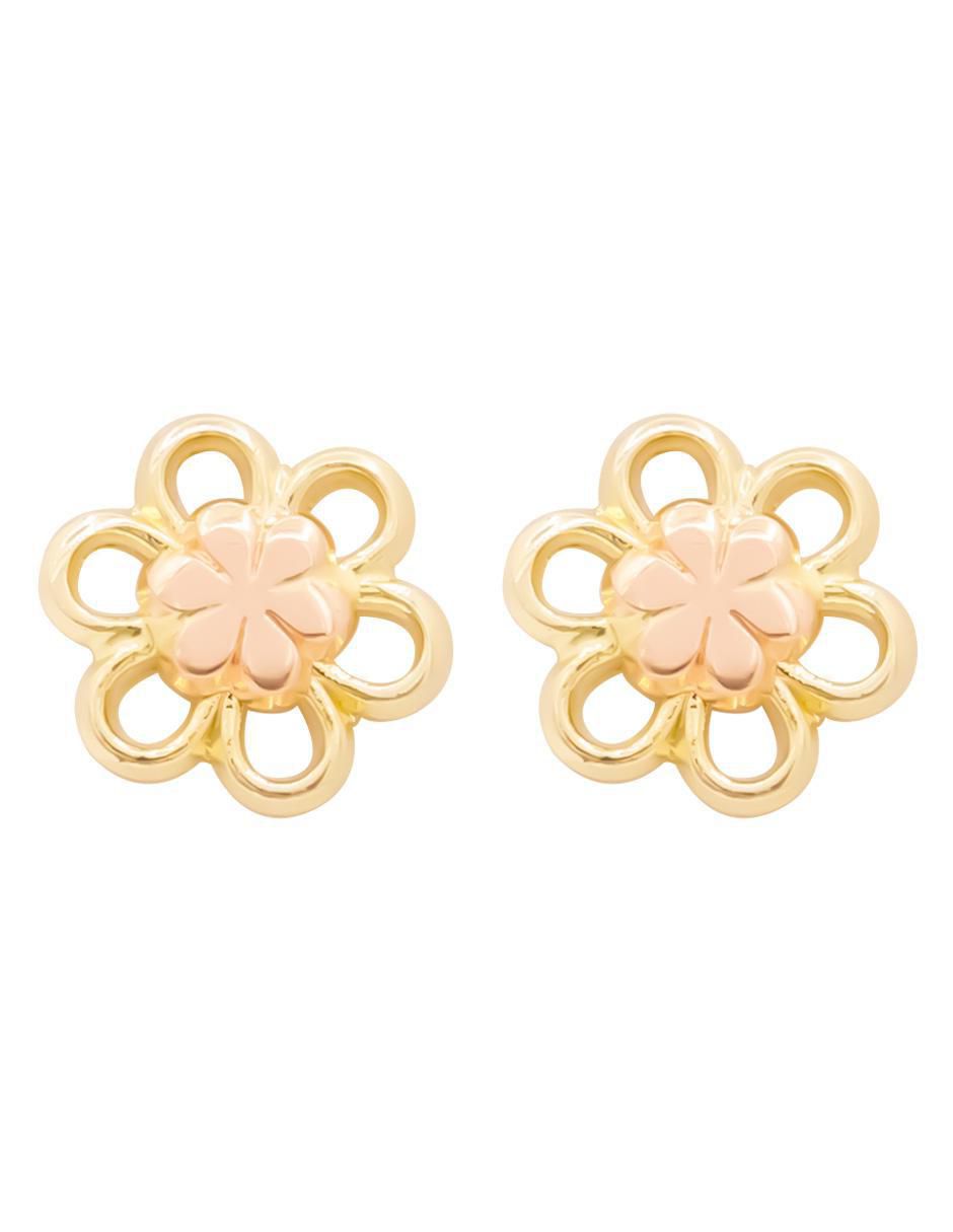 Broqueles de flor de oro amarillo con acabado brillante Broqueles de flor de oro amarillo con acabado brillante