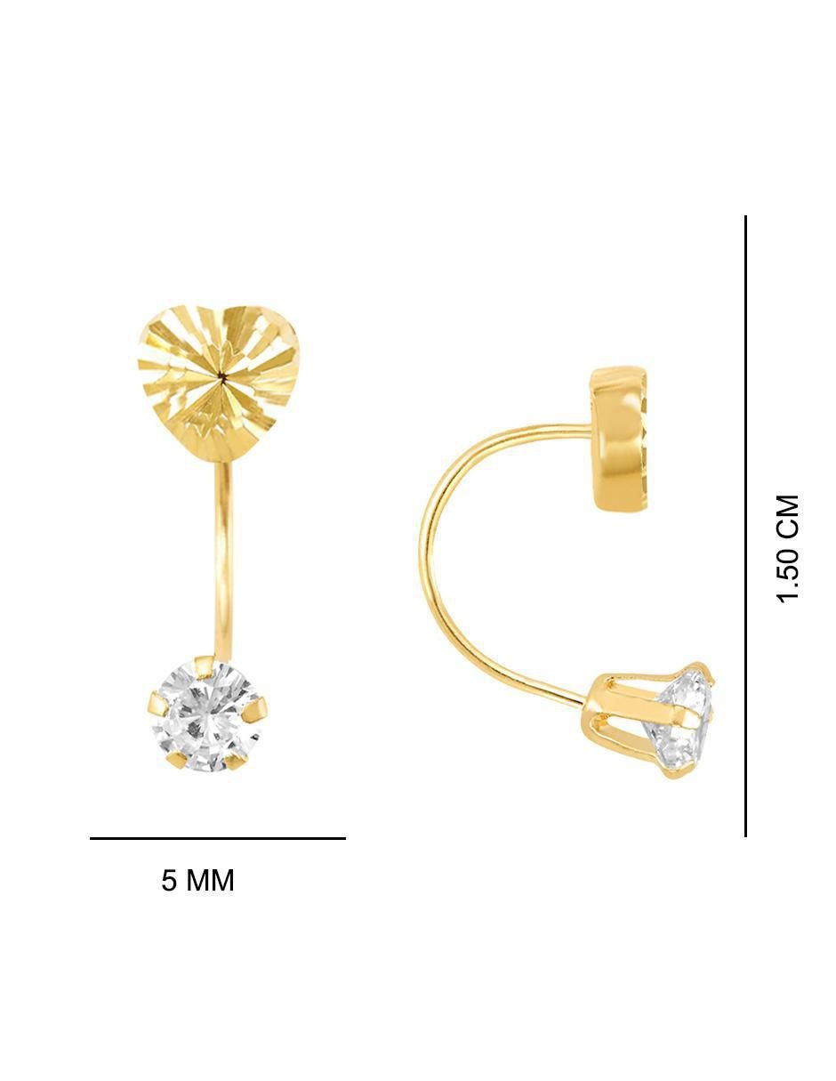 Broqueles de corazón de oro con acabado brillante zirconia 2