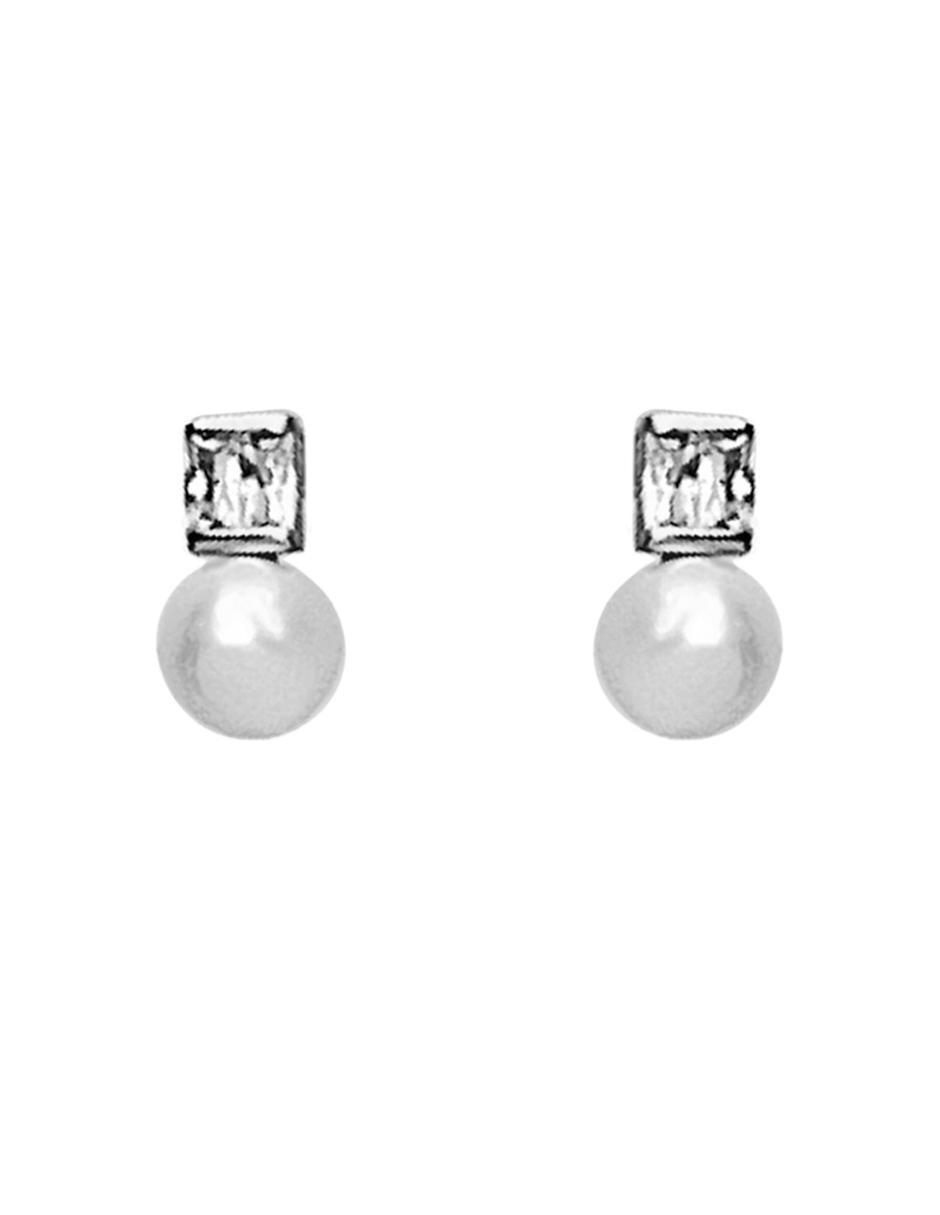Aretes circulares de plata P 925 con acabado baño rodio perla Aretes circulares de plata P 925 con acabado baño rodio perla