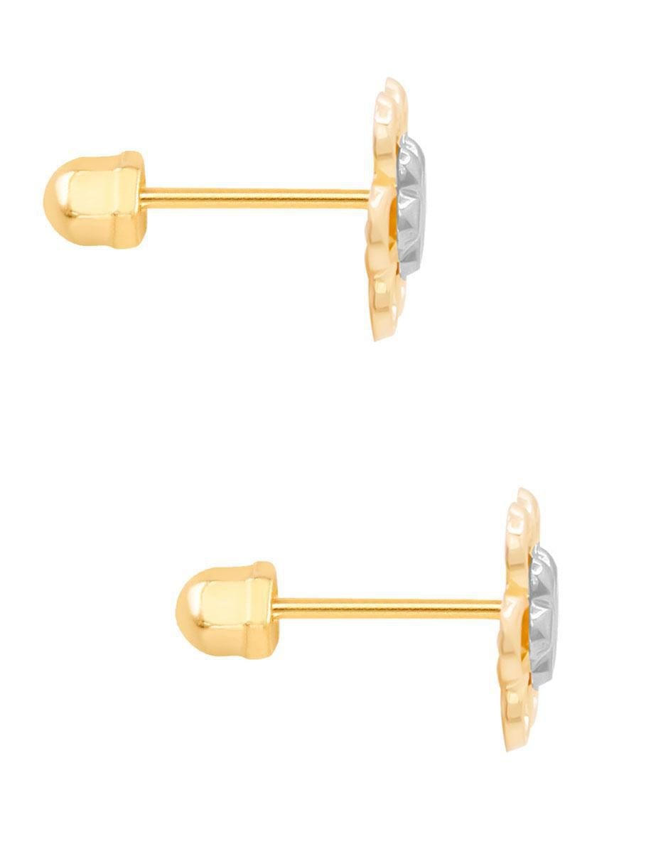 Broqueles de flor de oro con acabado brillante 2