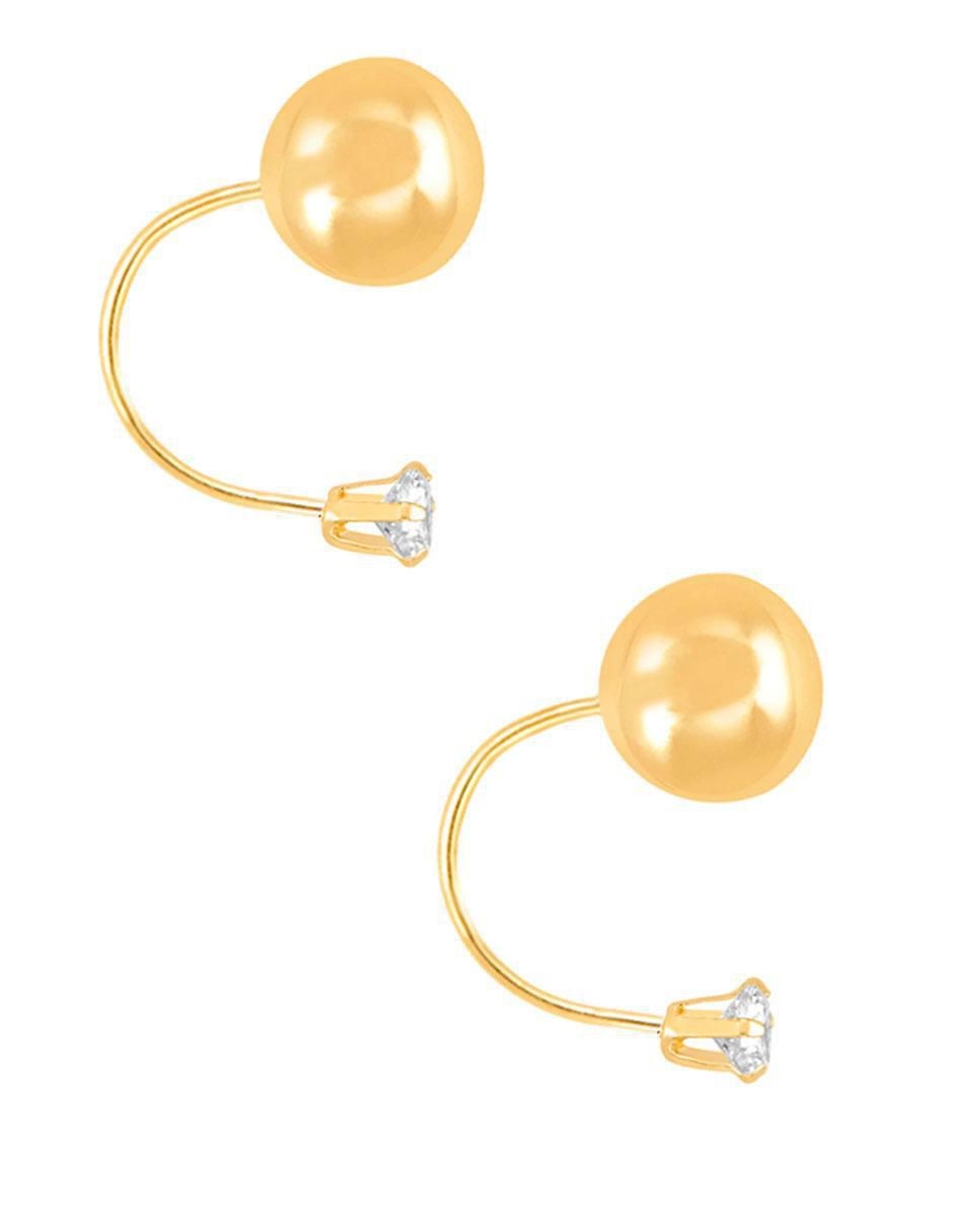 Broqueles de oro con acabado brillante zirconia 3