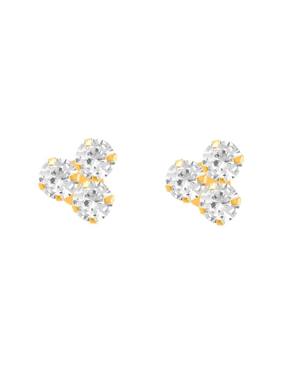 Broqueles de oro con acabado brillante zirconia Broqueles de oro con acabado brillante zirconia