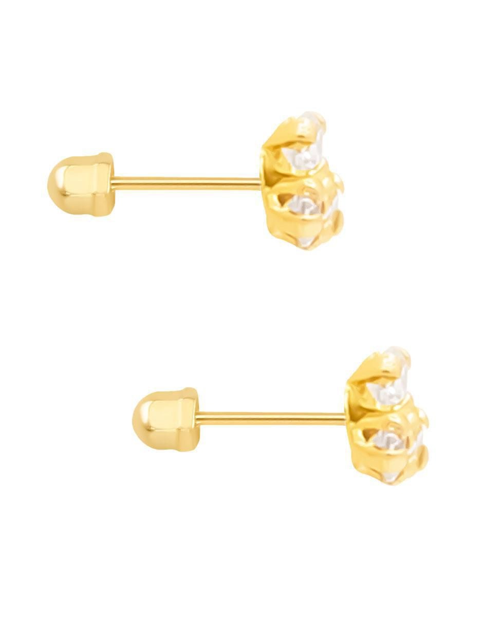 Broqueles de oro con acabado brillante zirconia 2