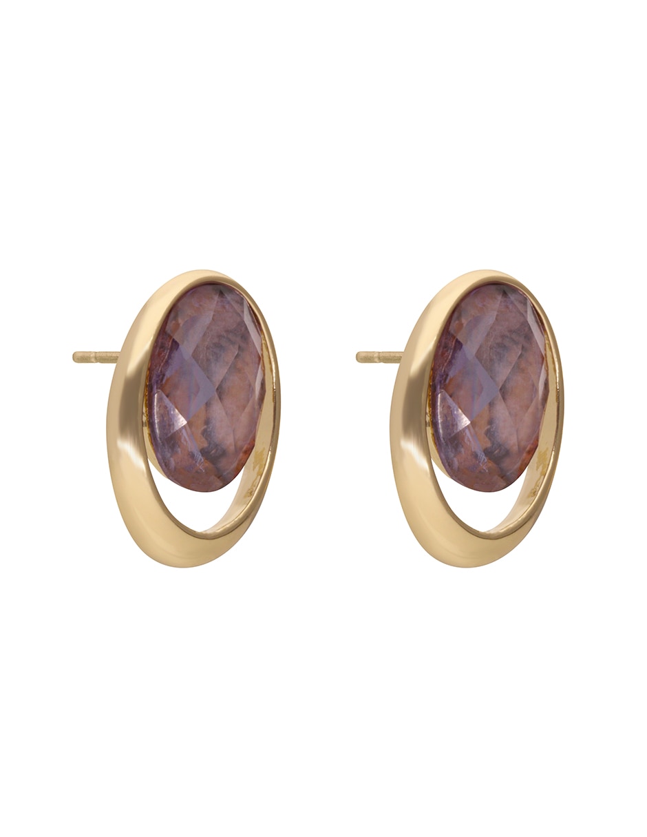 Aretes ovalados Hidden Valley con acabado brillante resina