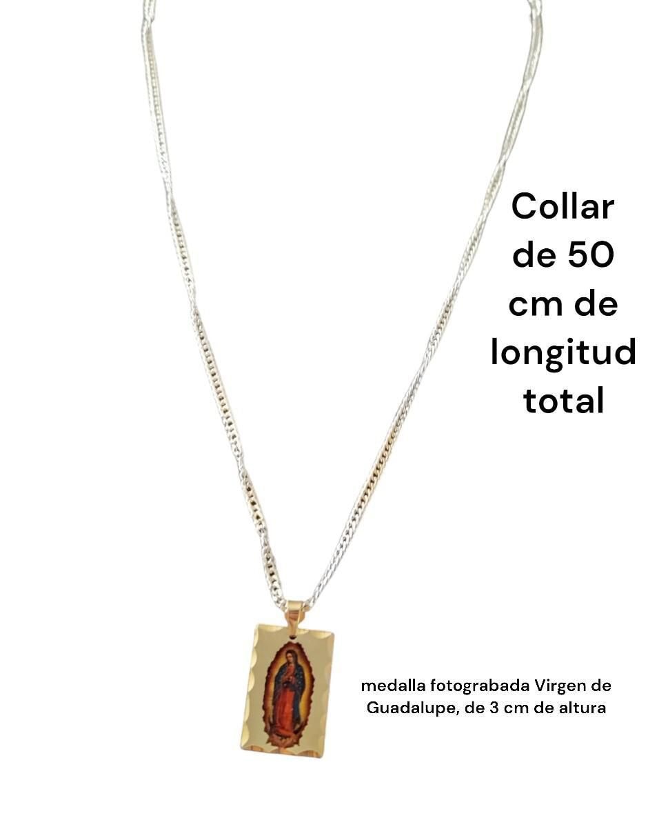 Collar con dije Virgen de Guadalupe cuadrado 18 K 2