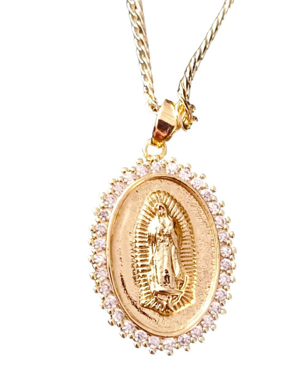 Collar con dije Virgen de Guadalupe ovalado 18 K 3