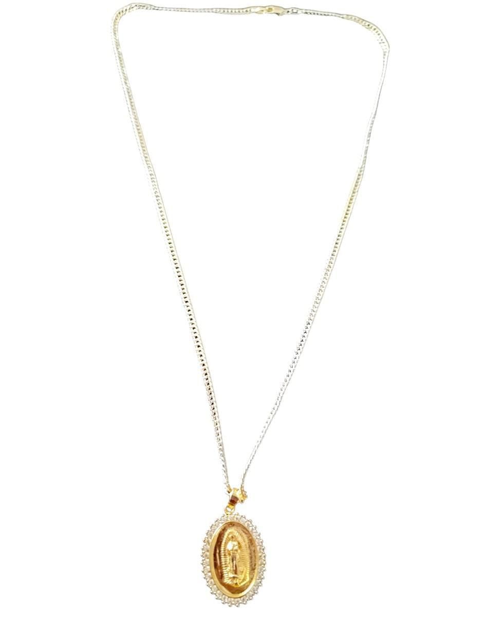 Collar con dije Virgen de Guadalupe ovalado 18 K 4