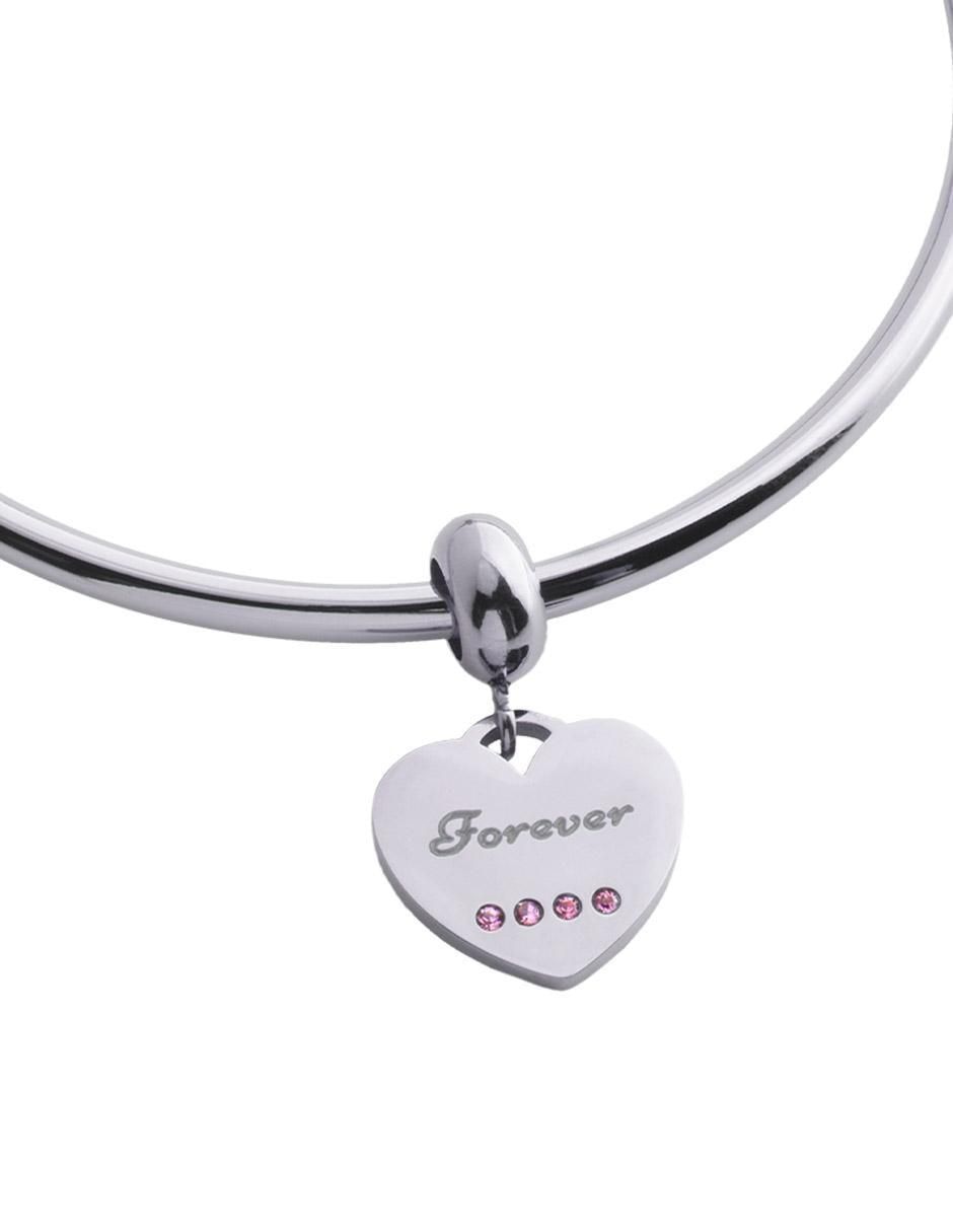 Charm "de" corazón luckyly corazón forever sin temática "de" acero inoxidable sin kilataje zirconia cúbica