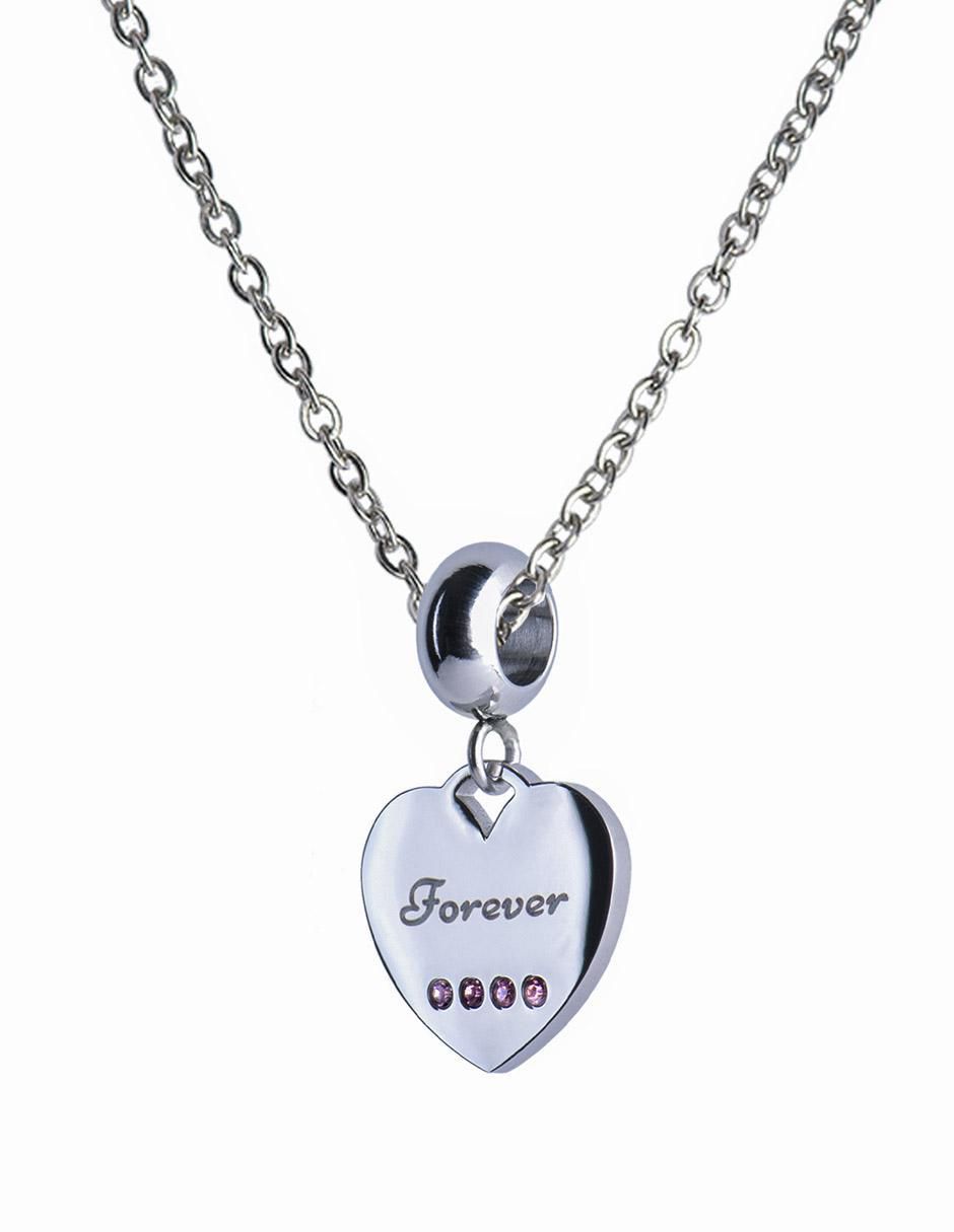 Charm "de" corazón luckyly corazón forever sin temática "de" acero inoxidable sin kilataje zirconia cúbica