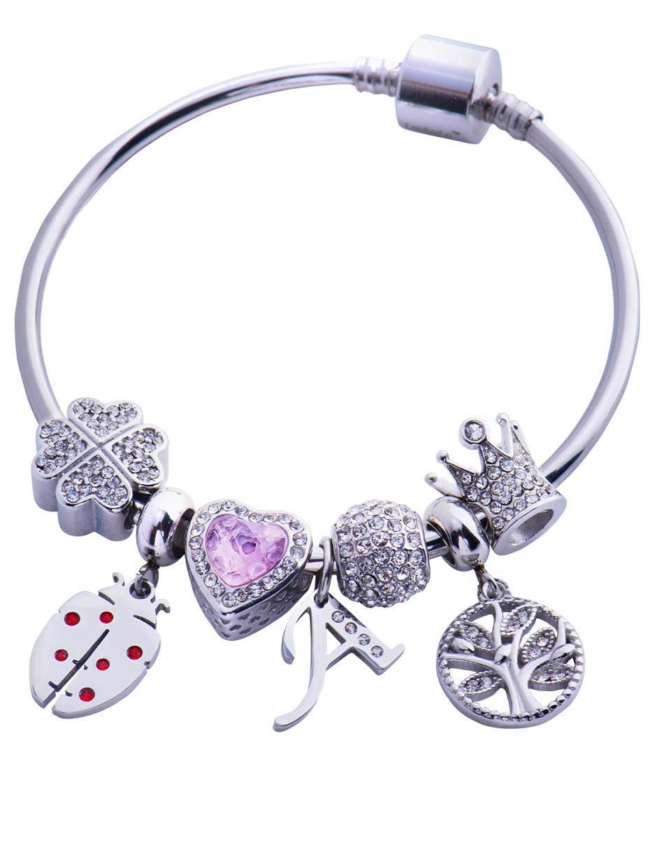 Charm "de" trébol luckyly trébol clover sin temática "de" acero inoxidable sin kilataje zirconia cúbica