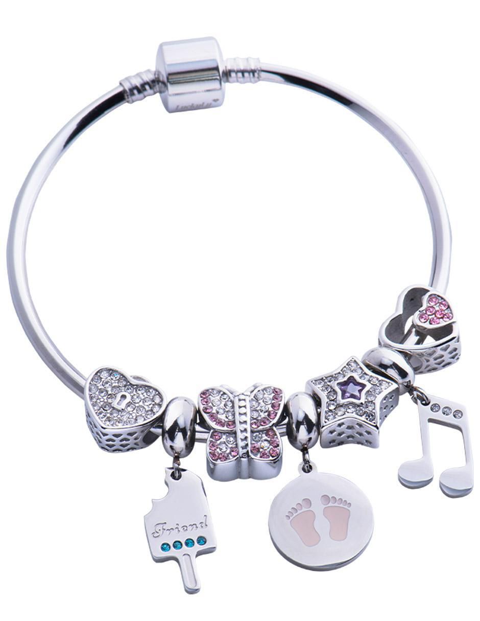 Charm "de" nota musical luckyly nota musical sin temática "de" acero inoxidable sin kilataje zirconia cúbica