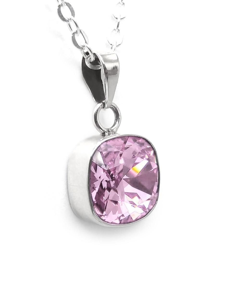 Aretes y collar cuadrados Cushion de plata P 925 cristal 2
