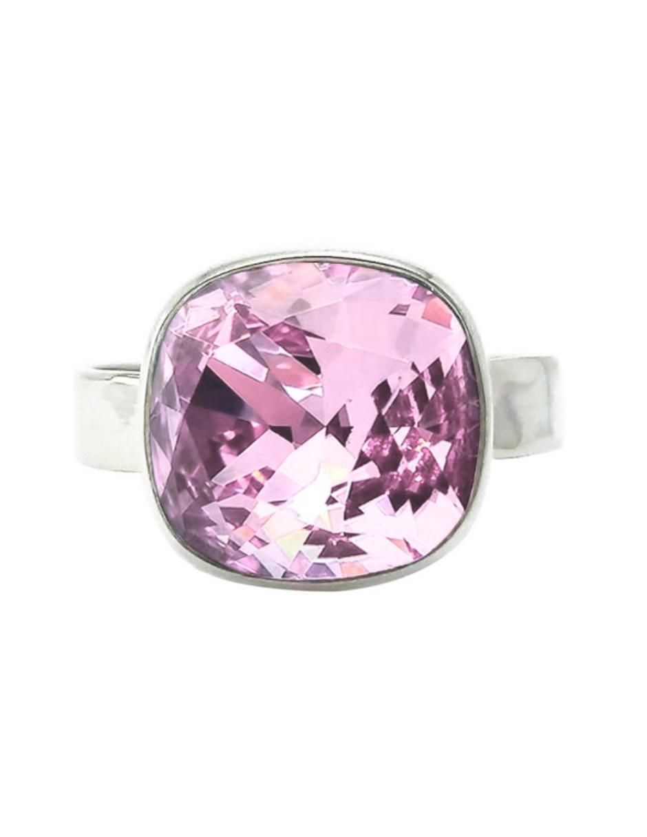 Anillo cuadrado Cushion P 925 de plata cristal brillante 4