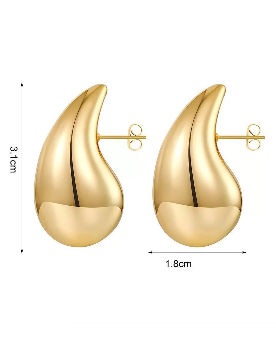 Aretes largos de gota acabado espejo 4