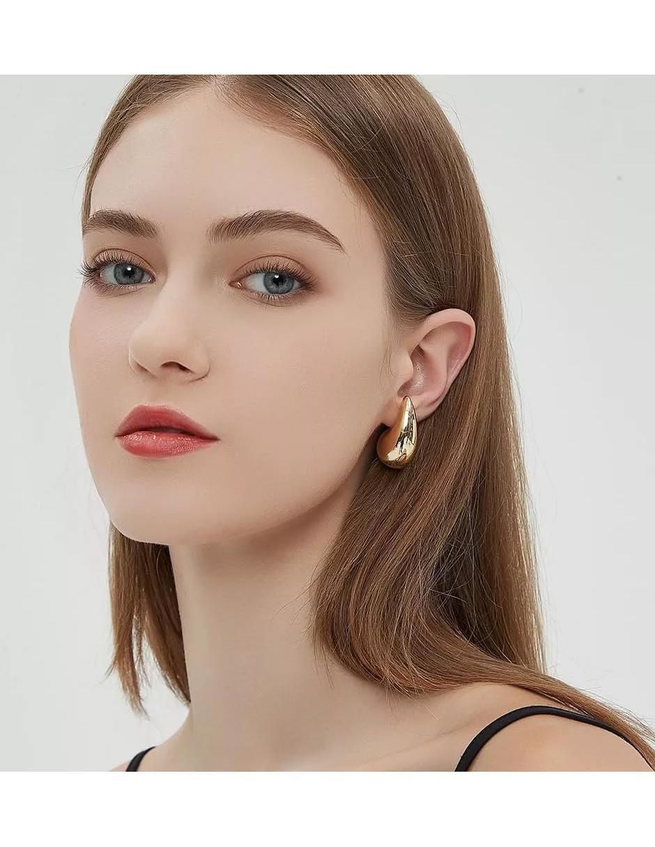 Aretes largos de gota acabado espejo 3