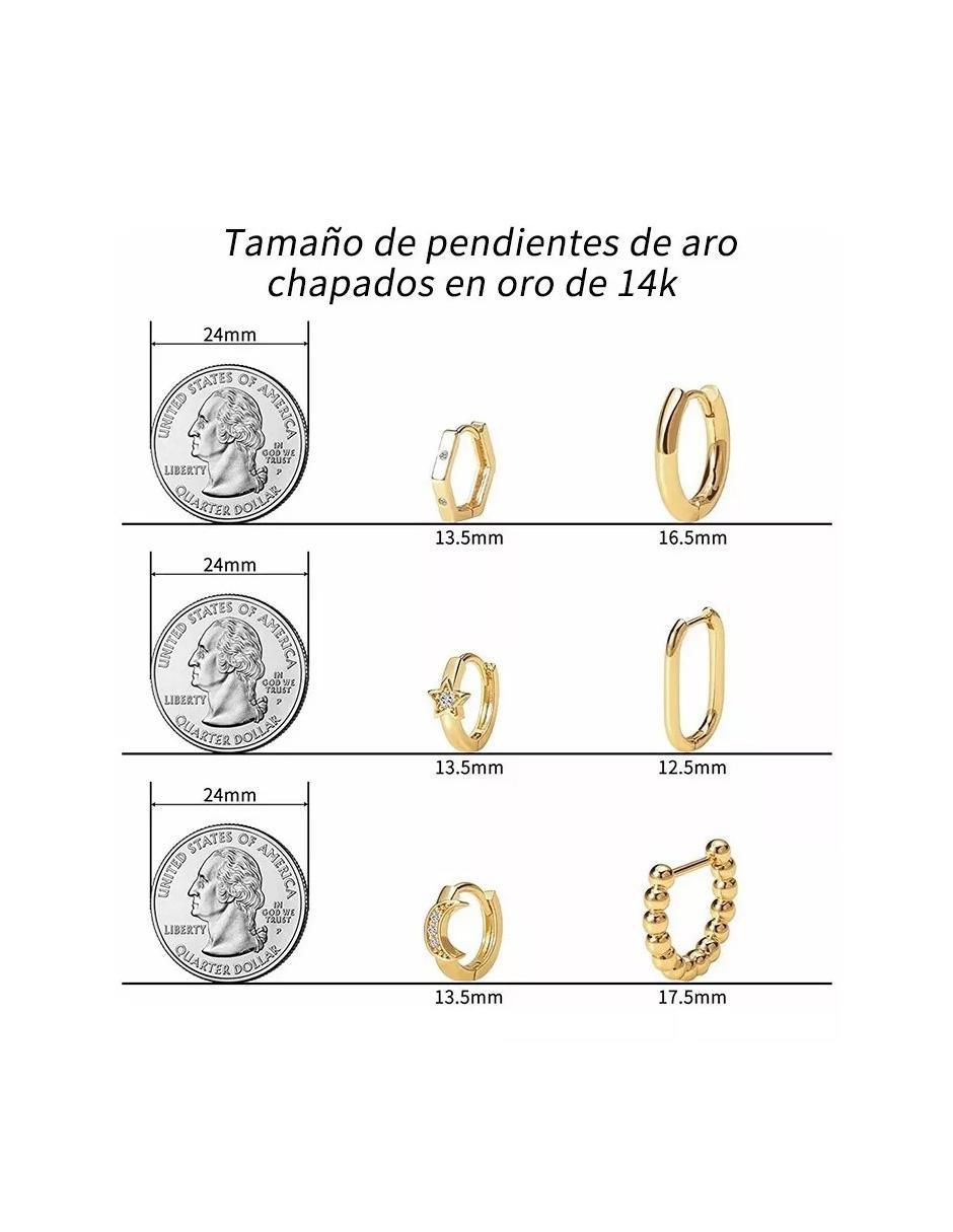 Set de aretes circulares con acabado chapa de oro 5