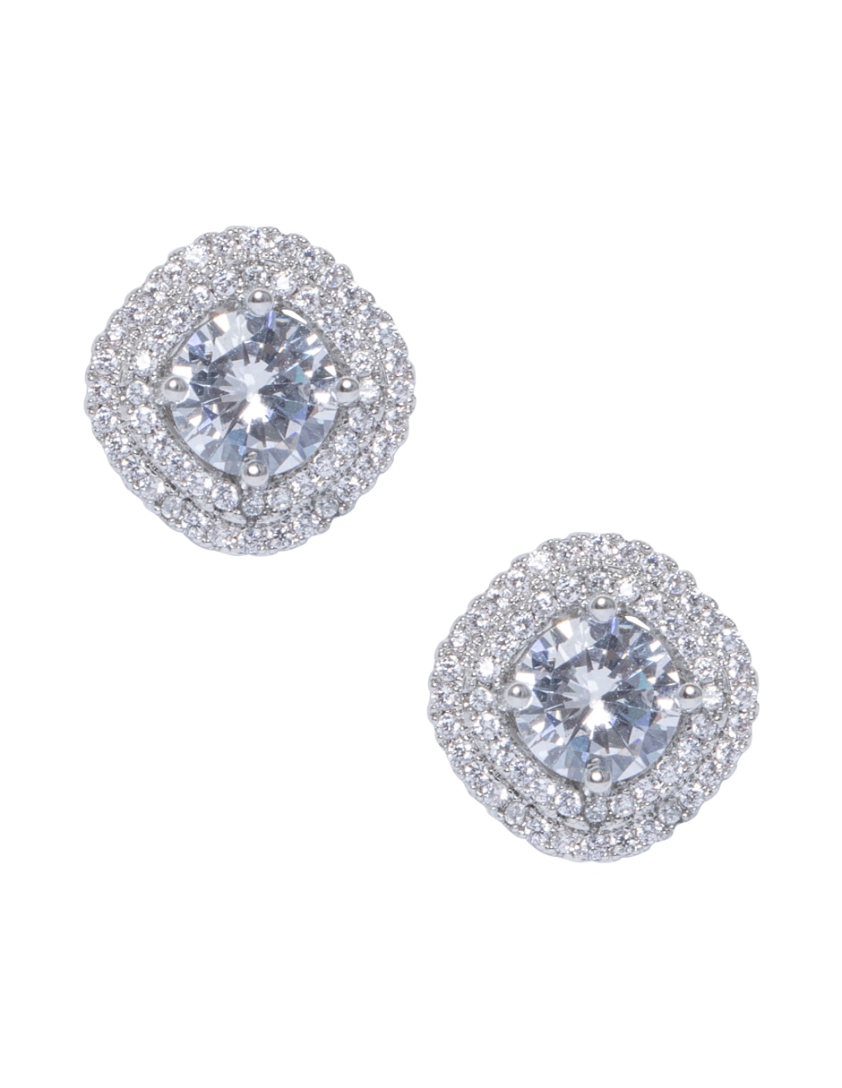 Aretes circulares con acabado brillante zirconia