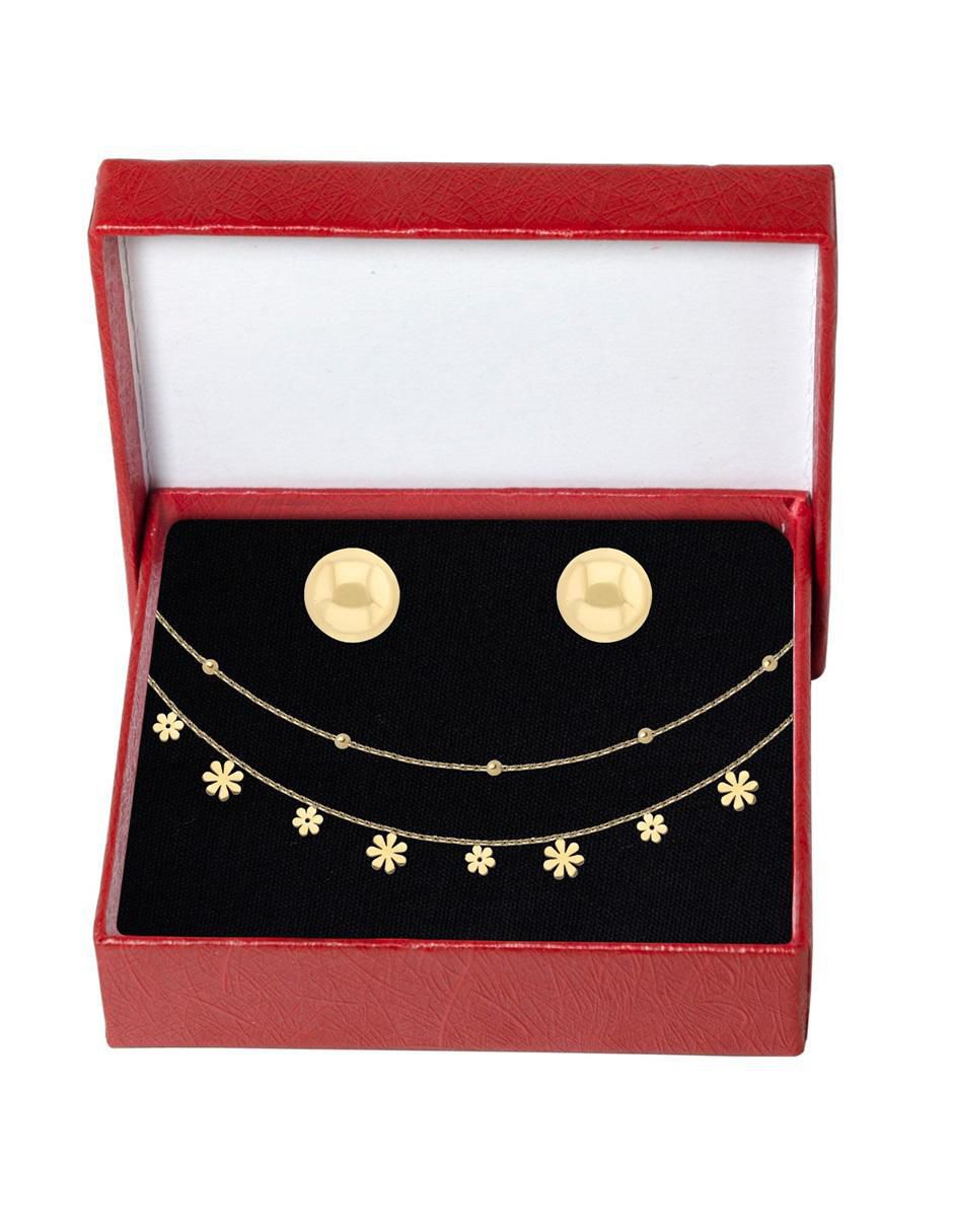 Aretes y collar de flores 5