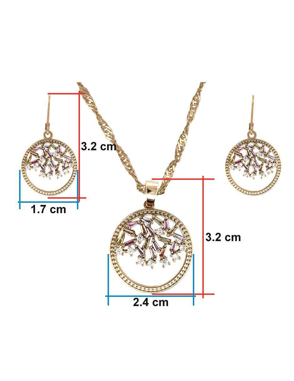 Aretes y collar circular zirconia 5