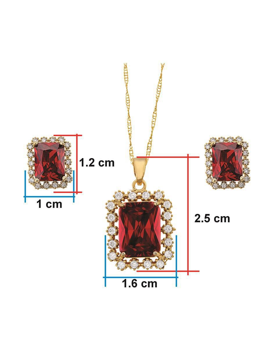 Aretes y collar rectangular zirconia 5