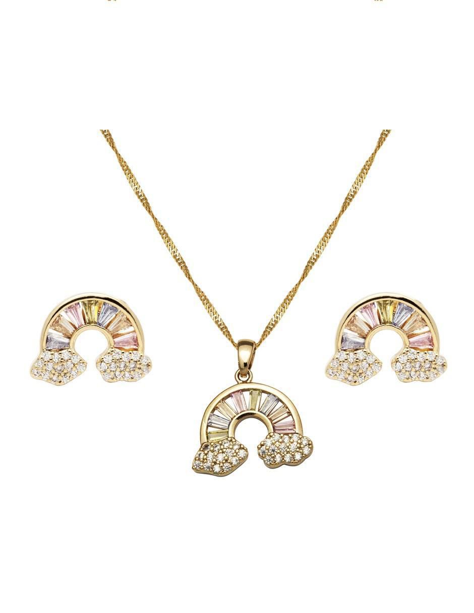 Aretes y collar de arcoíris