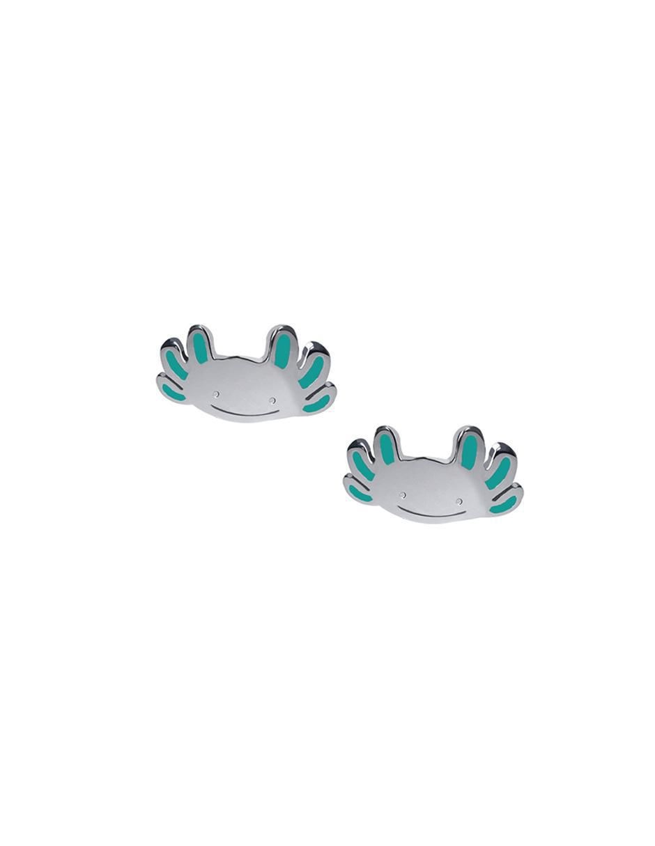 Aretes Ajolote de plata P 925 con acabado plateado
