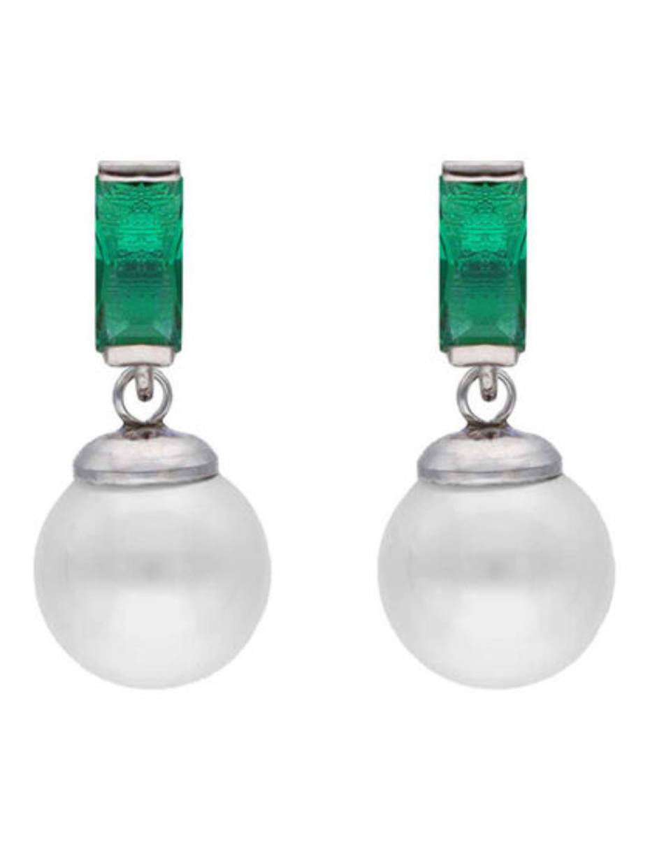 Aretes circulares España Selene de plata P 925 con acabado lustre perla