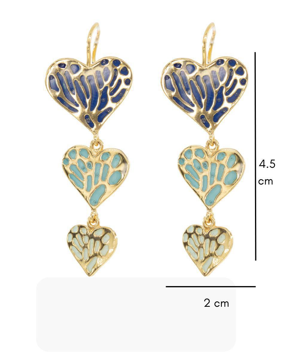 Aretes de corazón con acabado esmaltado 3