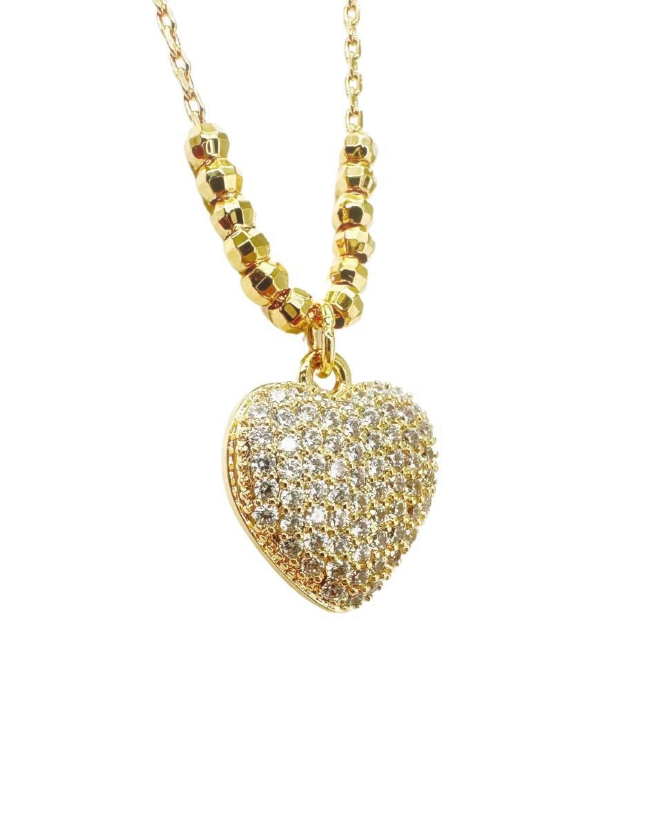 Aretes y collar de corazón 18 K circonita 4