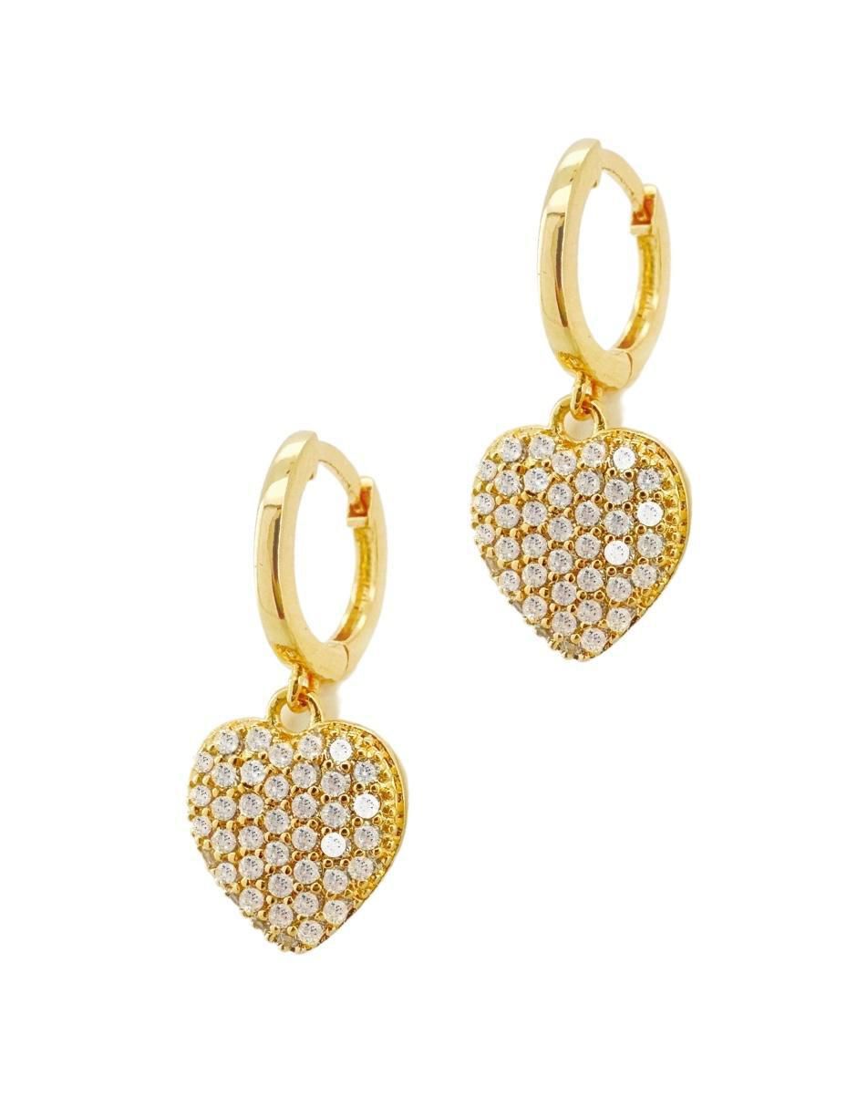 Aretes y collar de corazón 18 K circonita 8