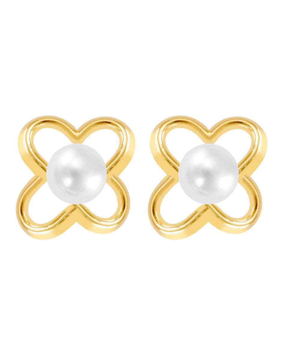 Broqueles de flor de oro con acabado brillante perla Broqueles de flor de oro con acabado brillante perla