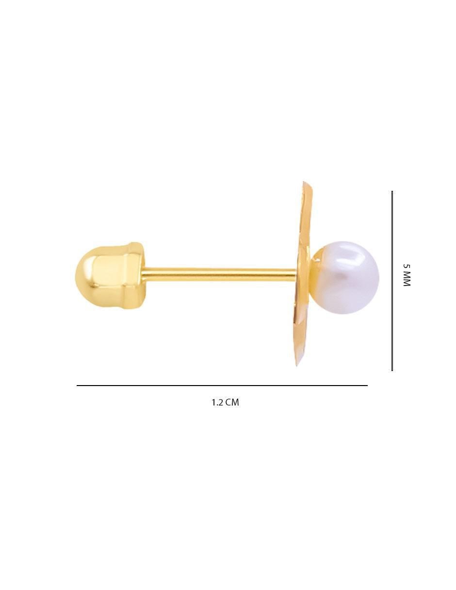 Broqueles de flor de oro con acabado brillante perla 4