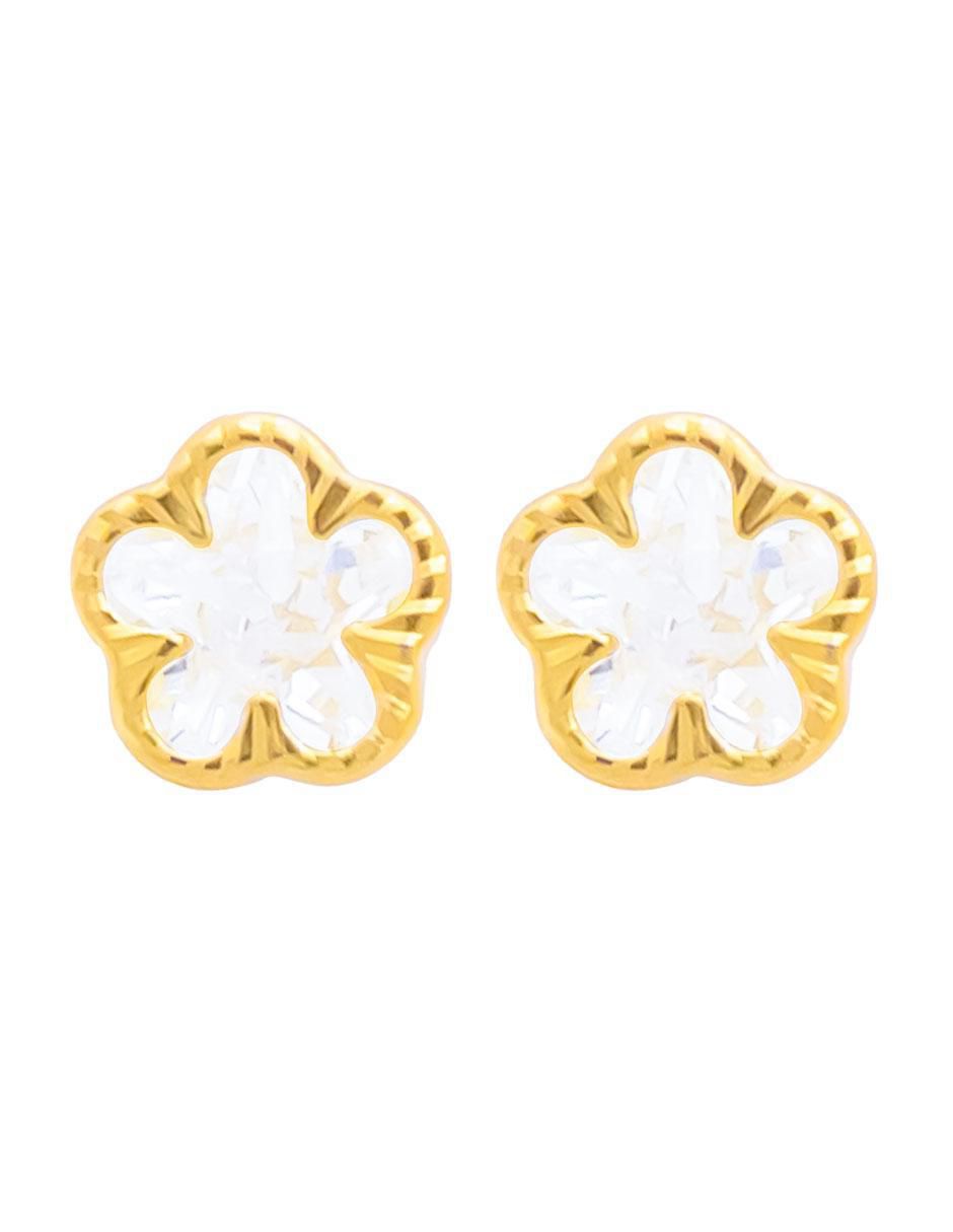 Broqueles de flor de oro con acabado pavé zirconia Broqueles de flor de oro con acabado pavé zirconia