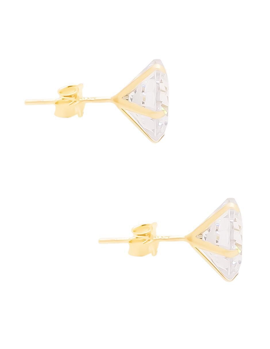 Broqueles redondos de oro amarillo con acabado brillante zirconia