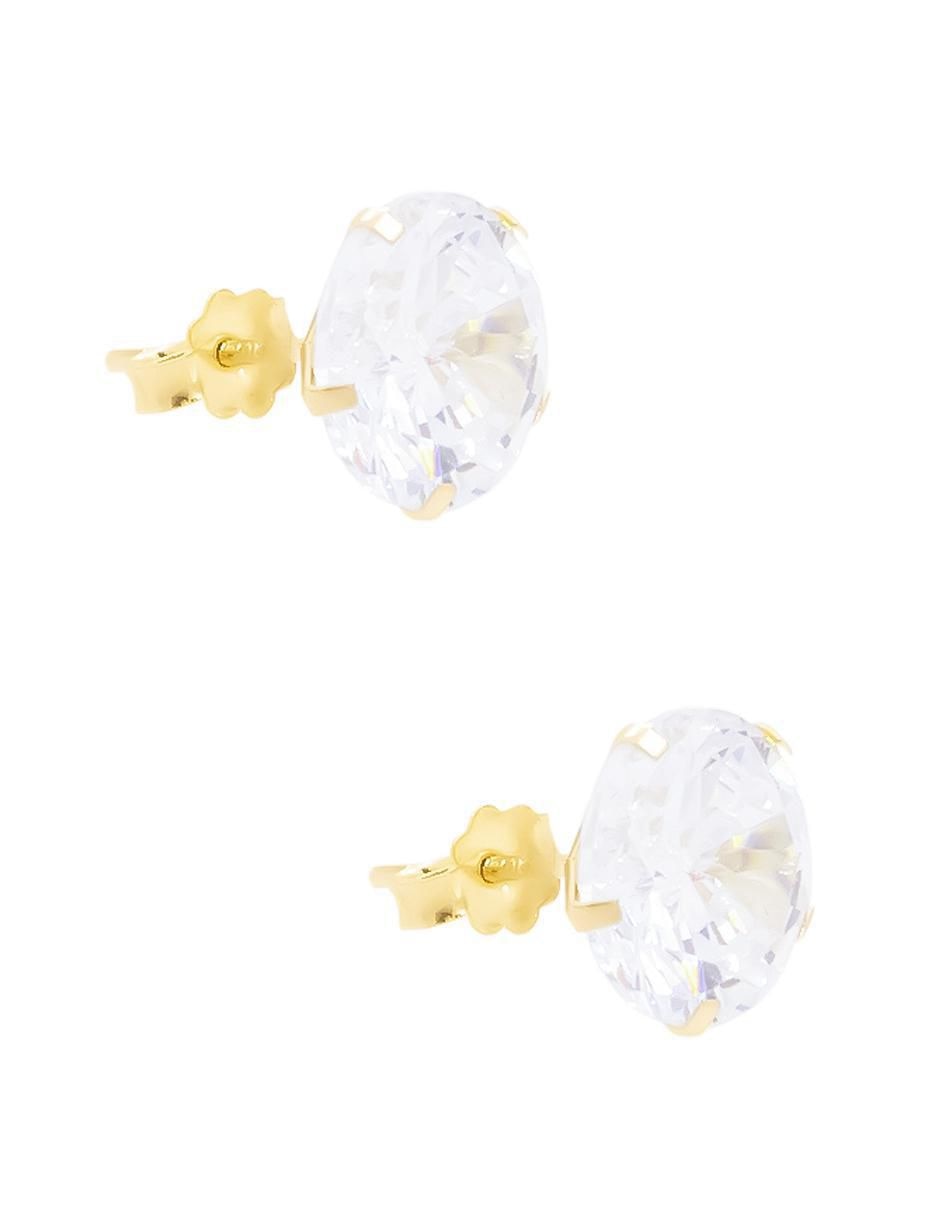 Broqueles redondos de oro amarillo con acabado brillante zirconia 5
