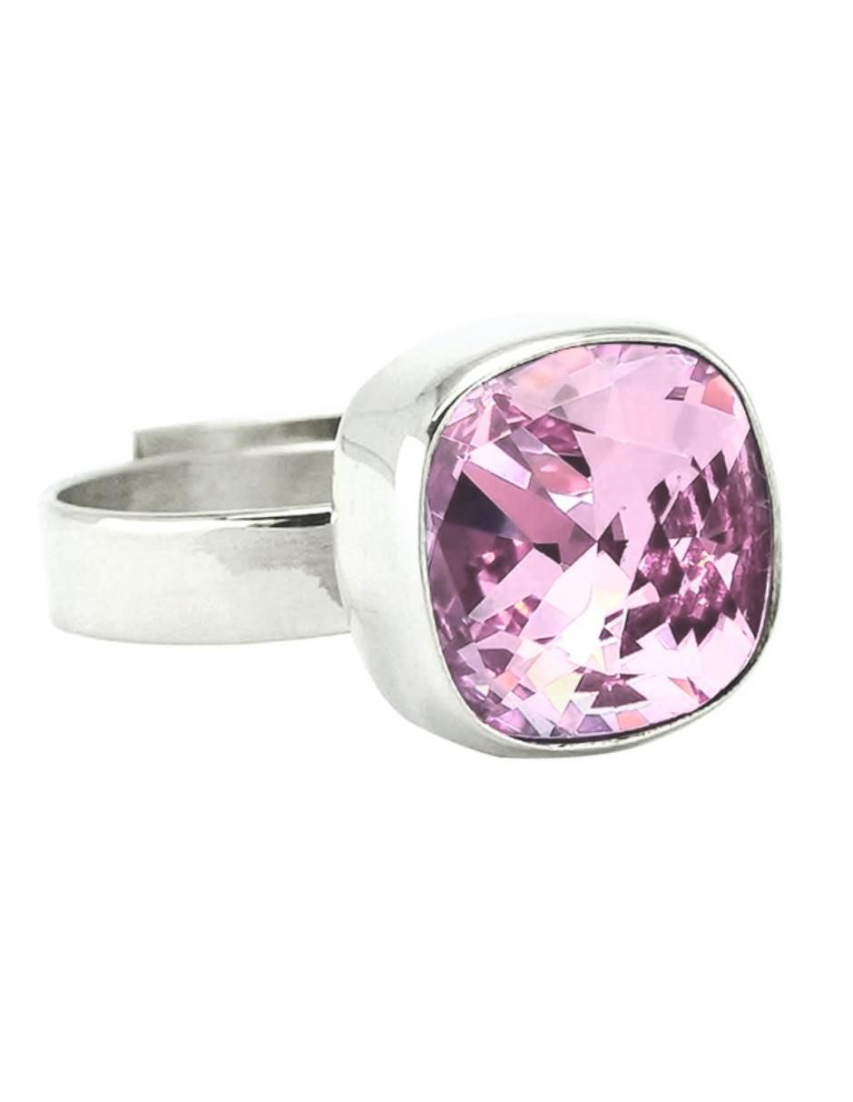 Anillo cuadrado Cushion P 925 de plata cristal brillante