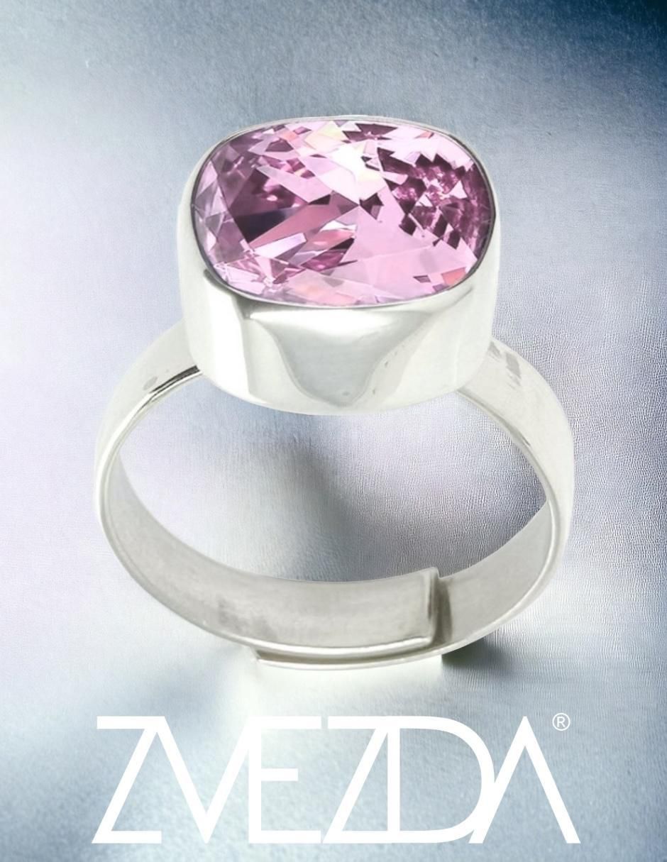Anillo cuadrado Cushion P 925 de plata cristal brillante 2