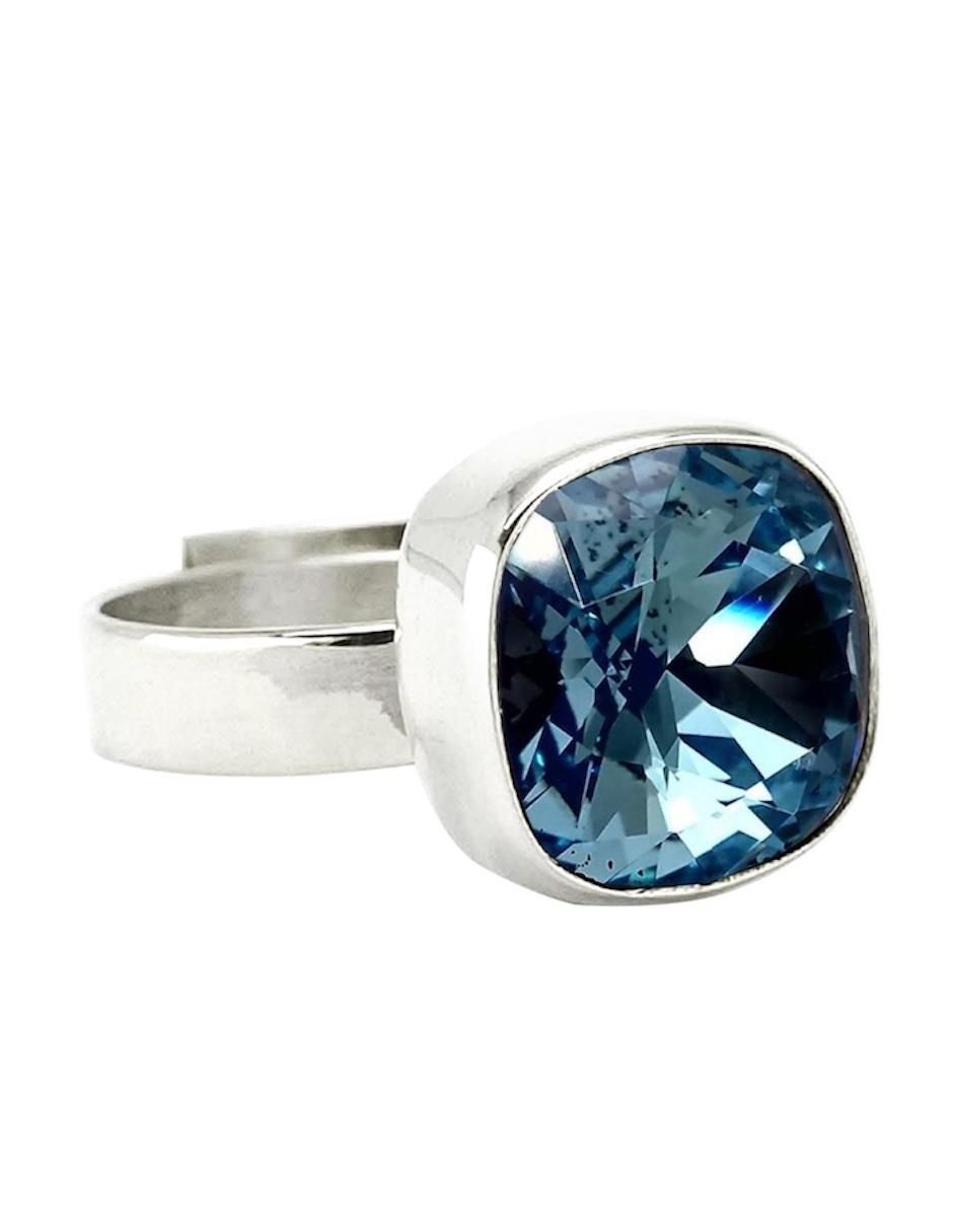 Anillo cuadrado Cushion P 925 de plata cristal brillante