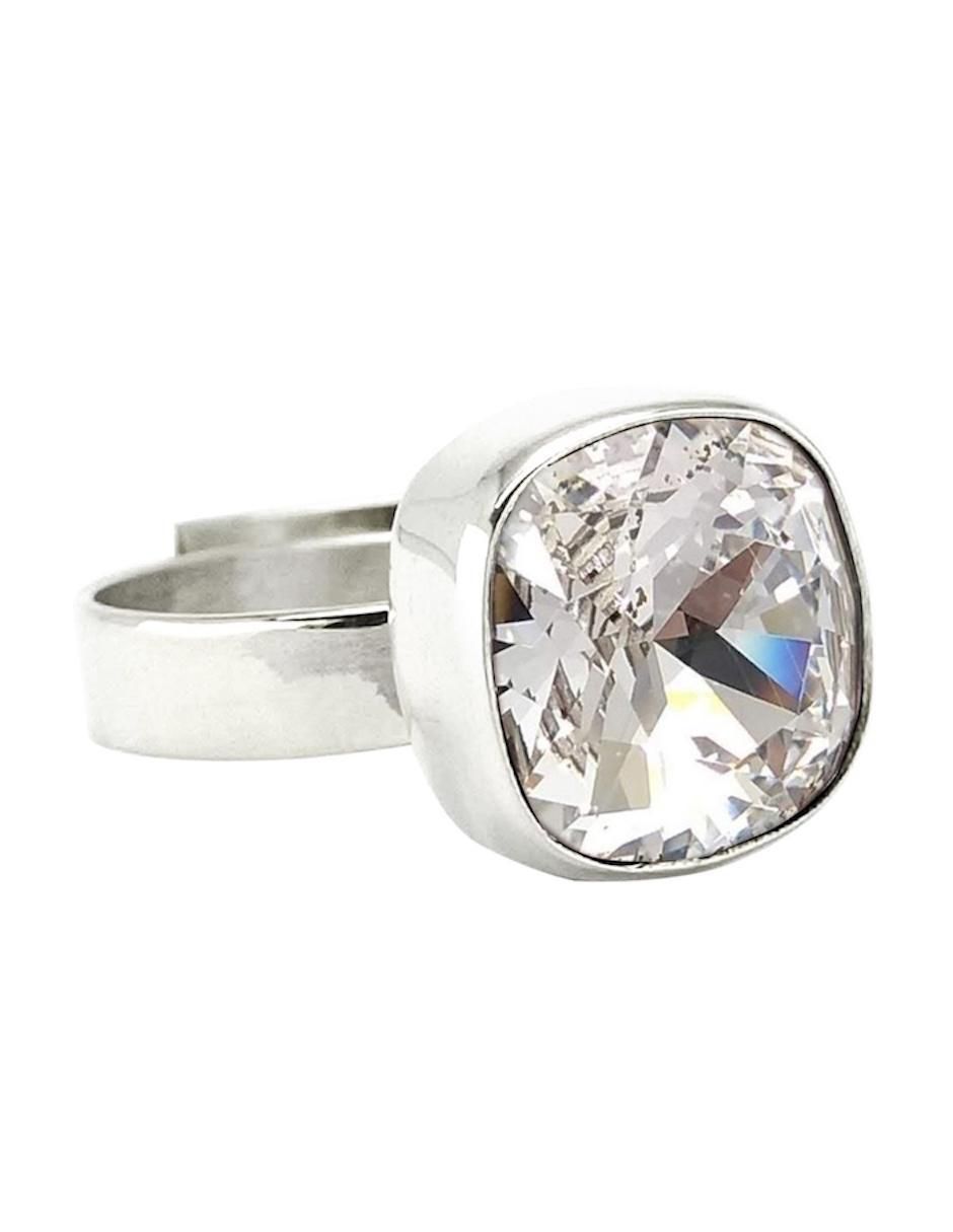 Anillo cuadrado Cushion P 925 de plata cristal brillante
