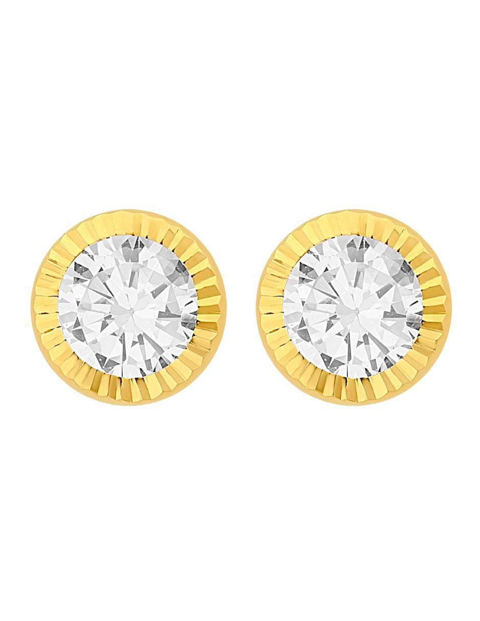 Broqueles redondos de oro con acabado brillante zirconia Broqueles redondos de oro con acabado brillante zirconia