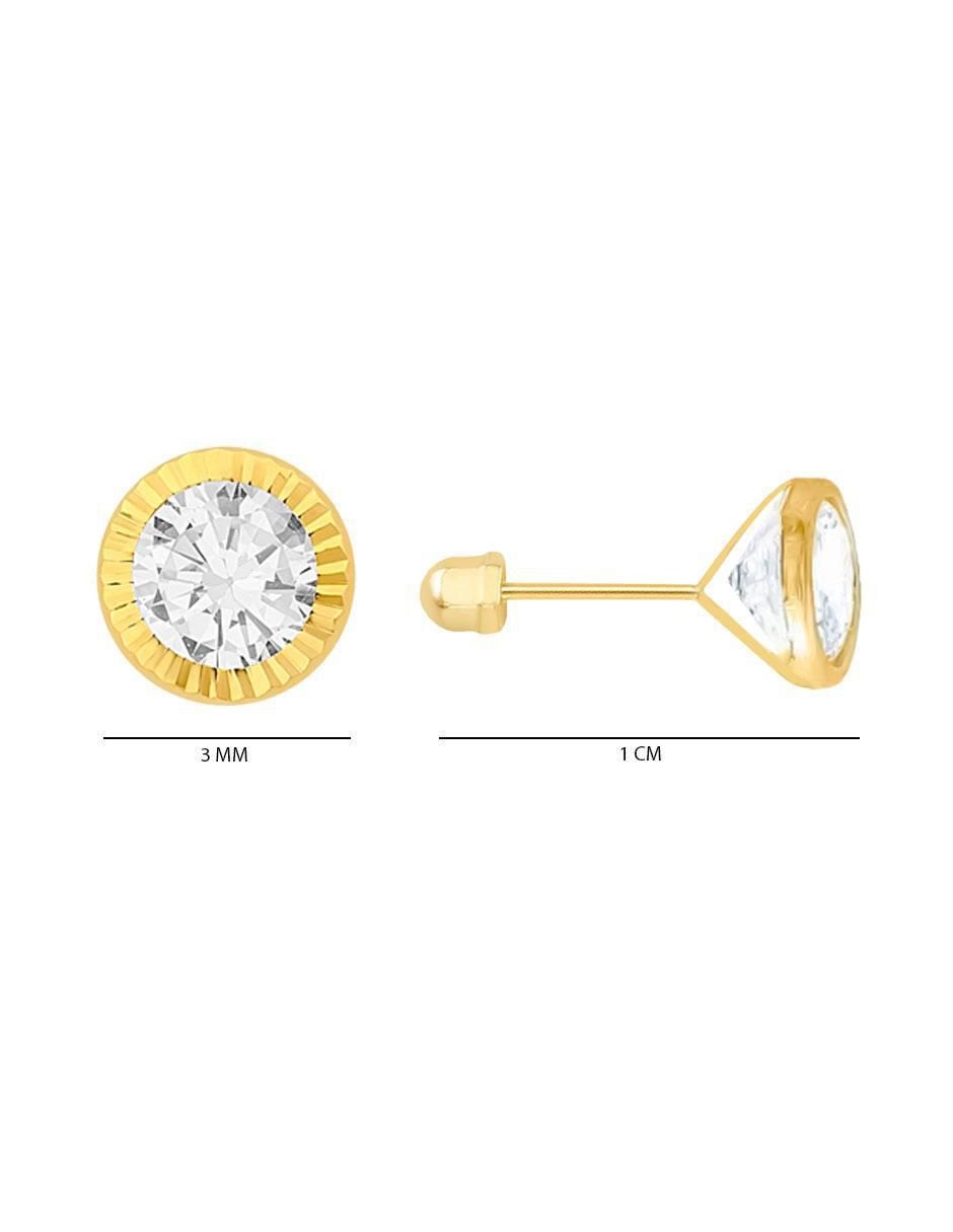 Broqueles redondos de oro con acabado brillante zirconia 3