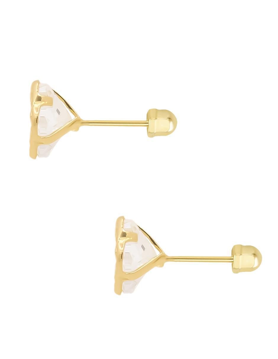 Broqueles de flor de oro amarillo con acabado brillante zirconia 2