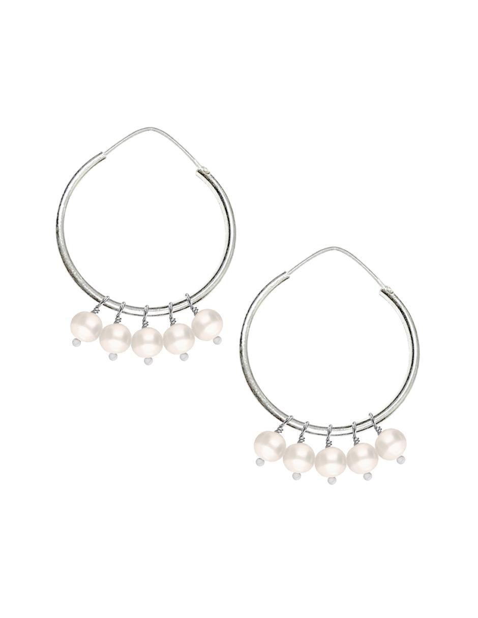 Arracadas Perlas de plata P 925 con acabado brillante perla