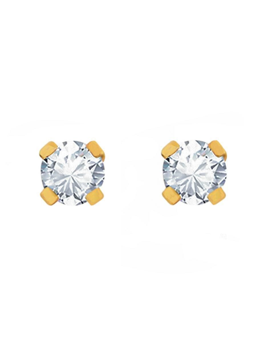 Broqueles redondos de oro amarillo con acabado pavé zirconia Broqueles redondos de oro amarillo con acabado pavé zirconia