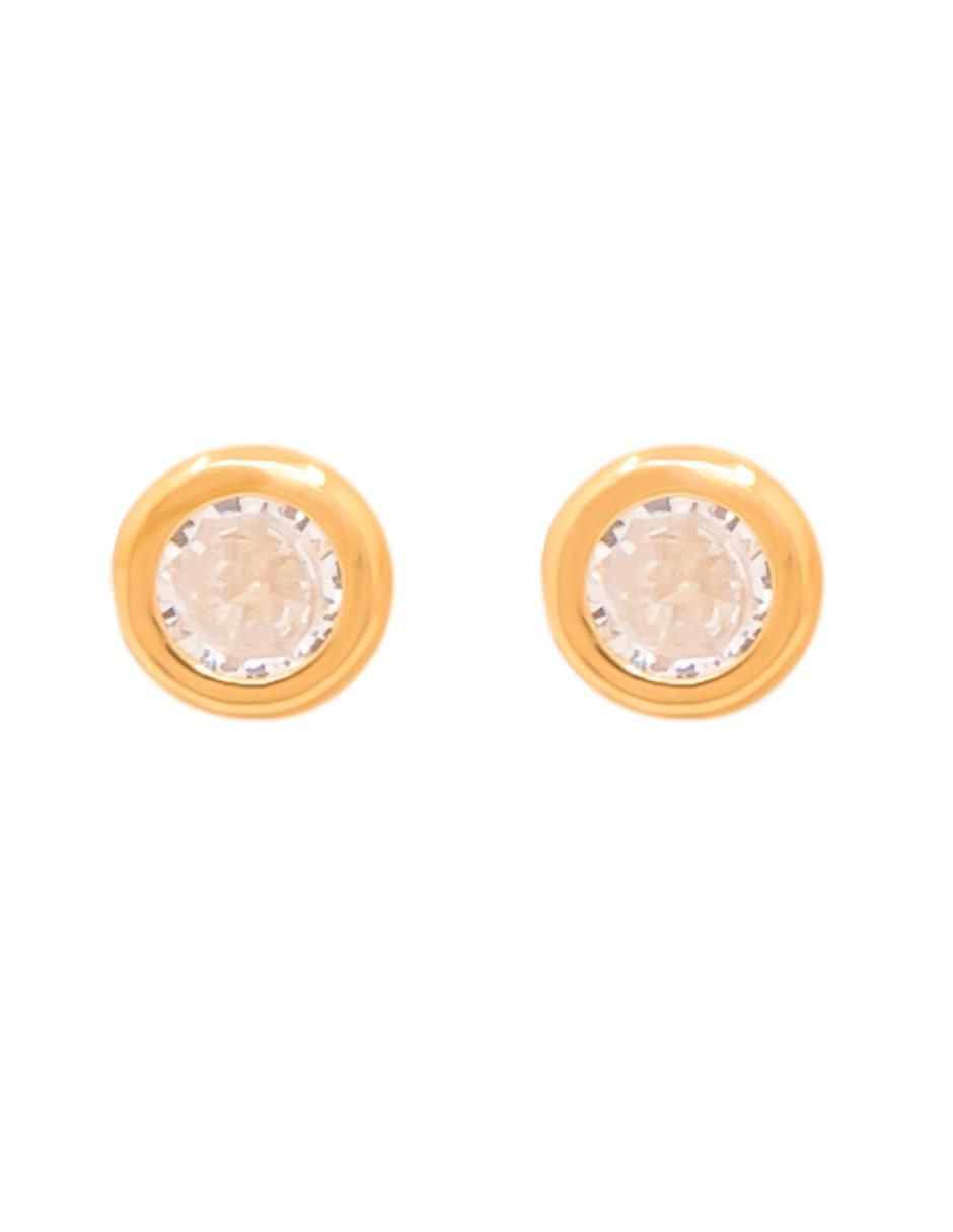 Broqueles redondos de oro amarillo con acabado pavé zirconia Broqueles redondos de oro amarillo con acabado pavé zirconia